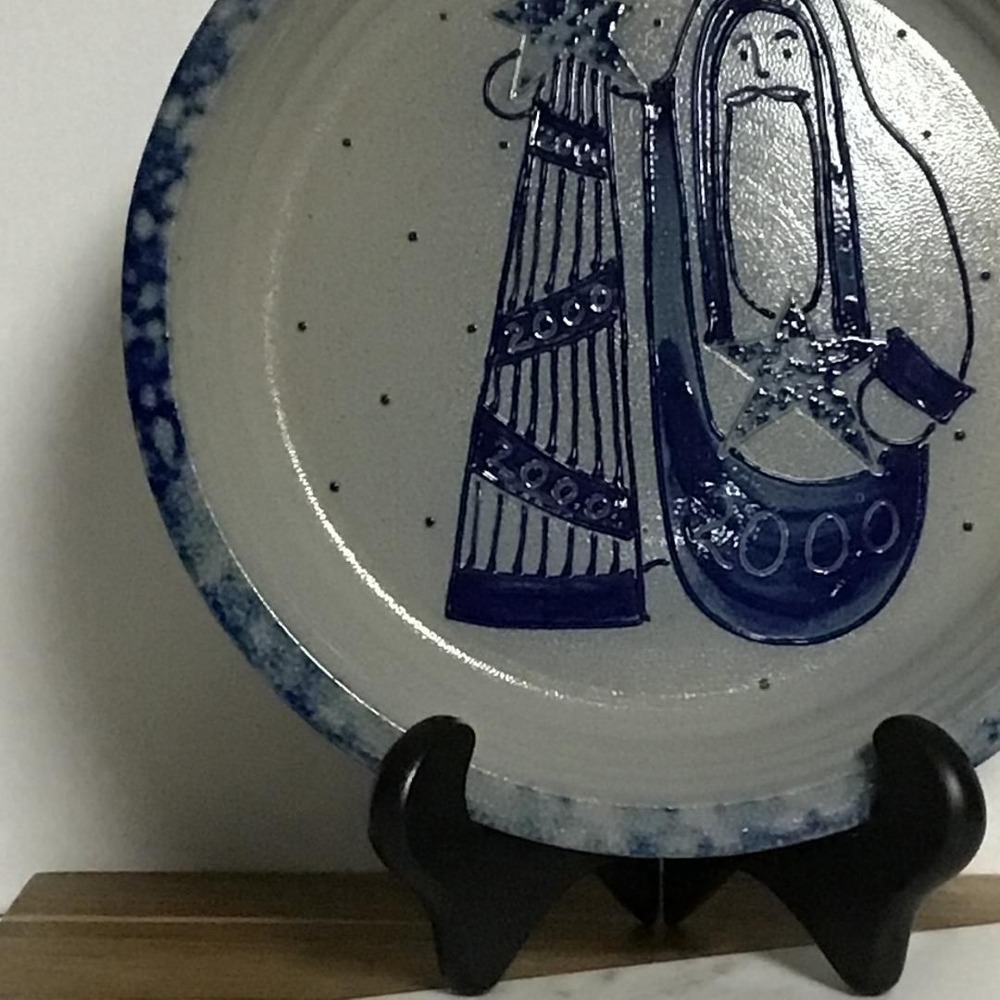 Vintage Eldreth Salt Glaze Santa Christmas Tree Stoneware Plate 2000 11"Folk-Art - Picture 4 of 9